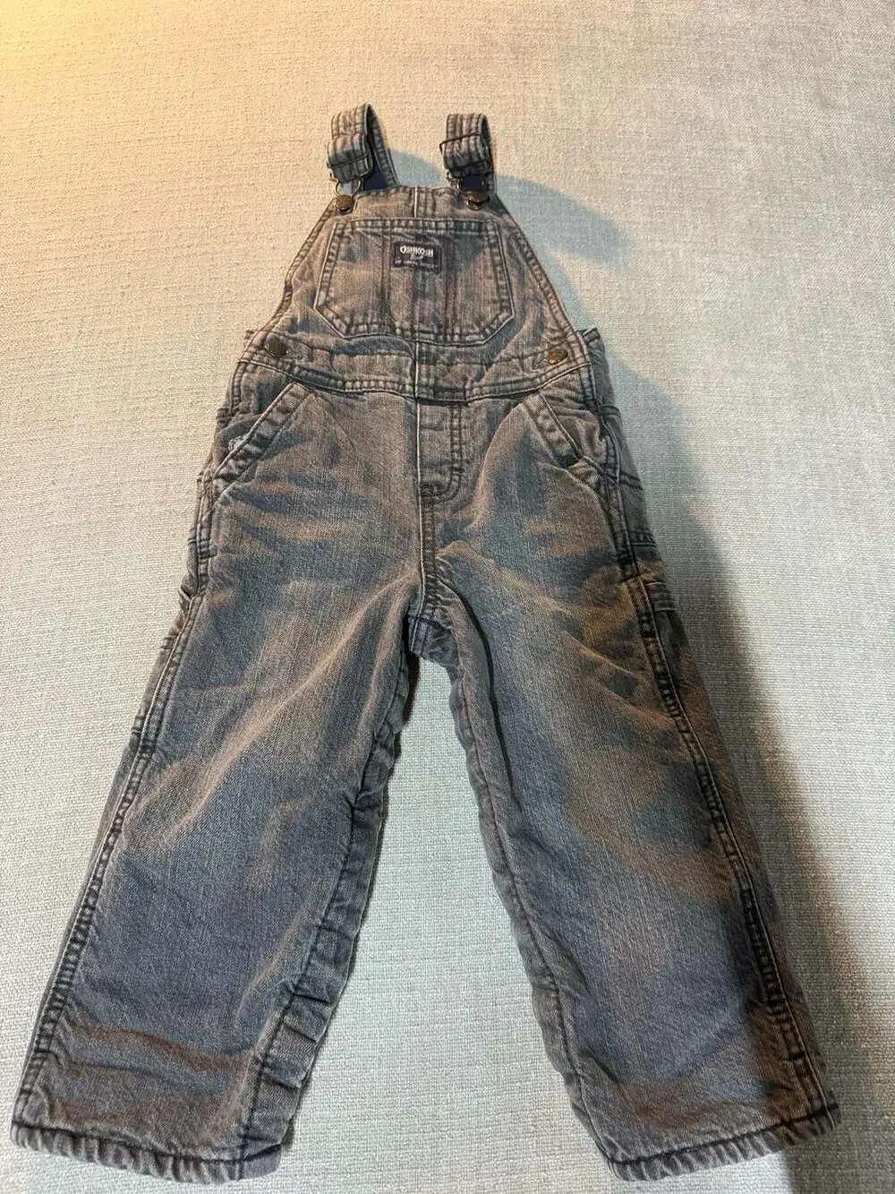 OshKosh B'gosh Fleece-Lined Denim Overalls Gray Size 24M